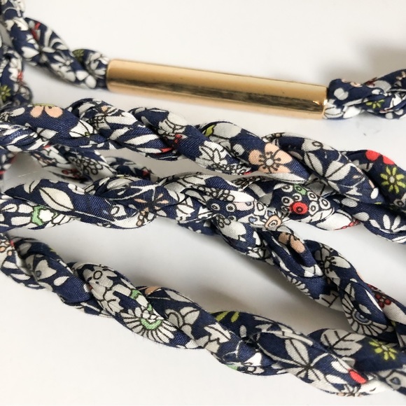 NWT J. Crew Liberty Junes Meadow Lawn Blue lariat belt brass - Picture 7 of 9